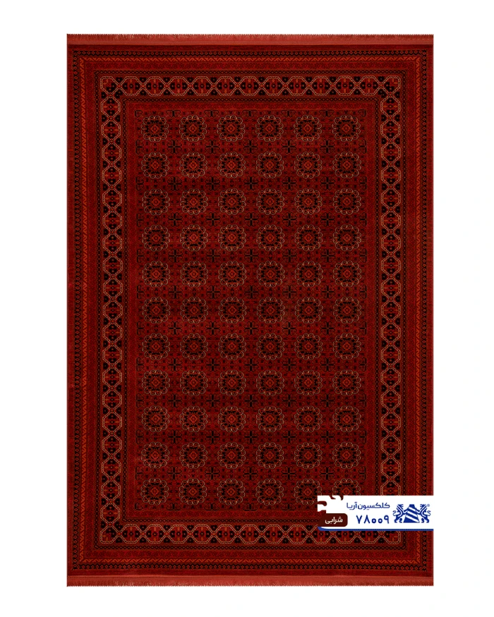 Machine-made red Persian area rug